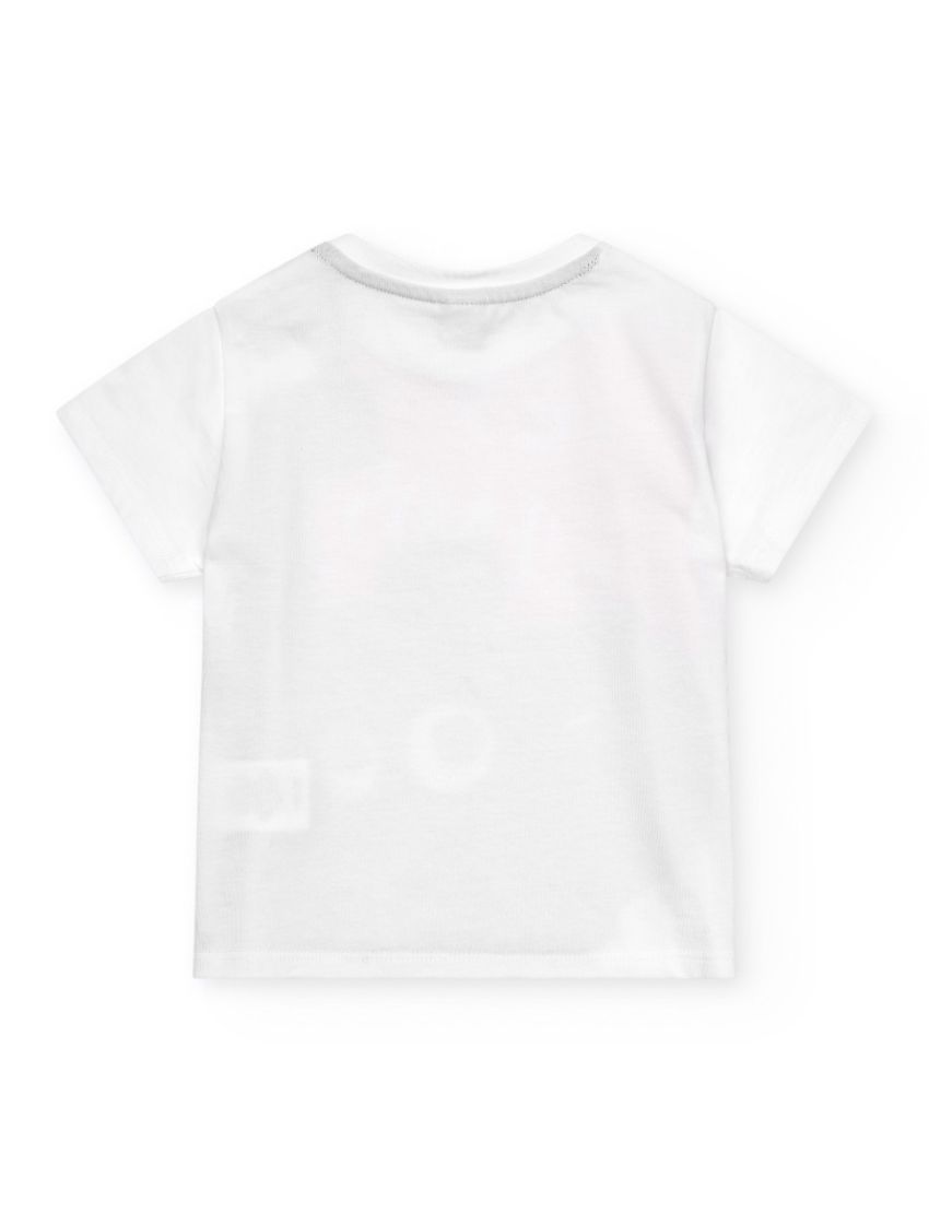 Tshirt branca e amarela para menino com mensagem 