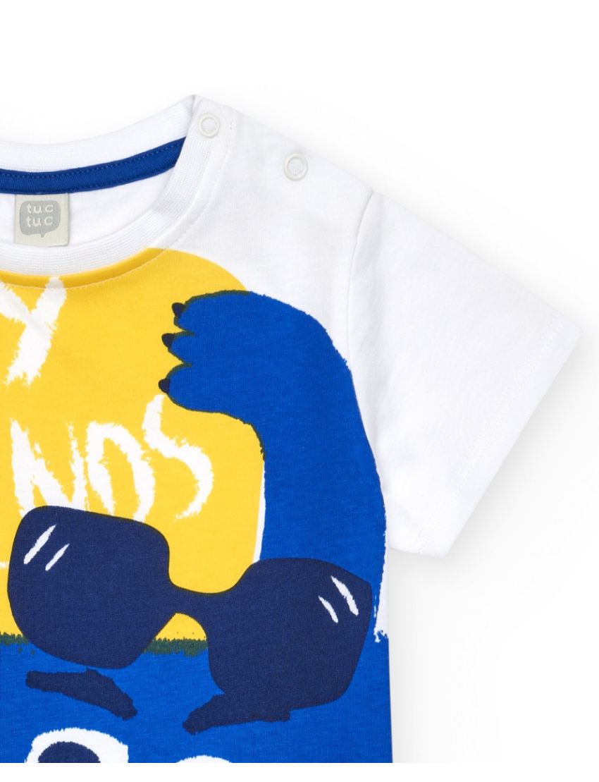 Tshirt branca e amarela para menino com mensagem 